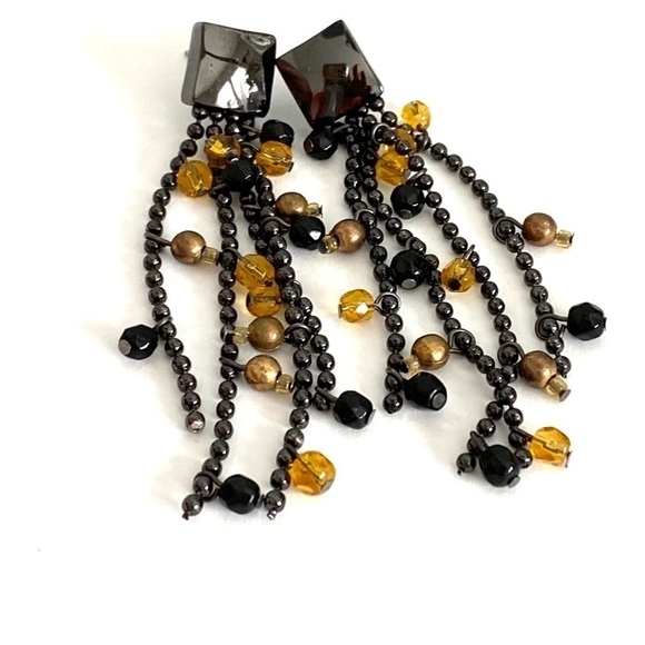 Earrings Dangles Drops Long Black - Picture 3 of 8